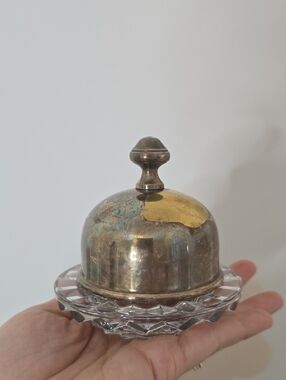 Vintage Silver Plated And Glass Butter Dish